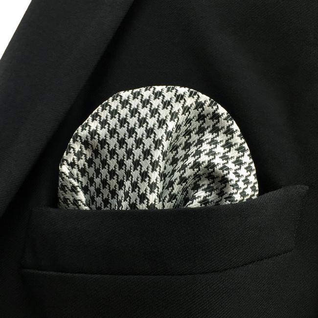 shlax & wing JH20 Checks Pattern White Black Pocket Square Mens Neckties Jacquard Woven Hanky Última moda