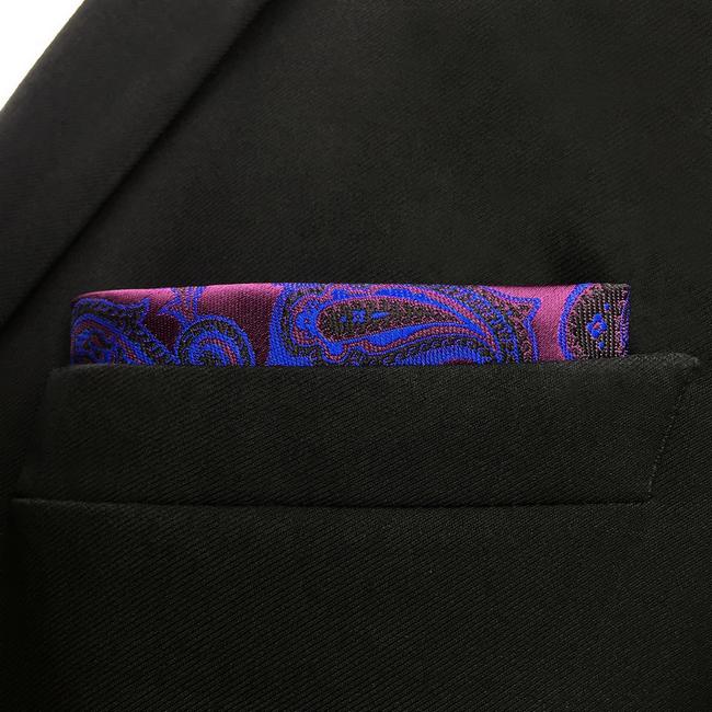 shlax & wing KH13 Floral Paisley Fuchsia Red Blue Navy Black Pocket Square Mens Neckties Jacquard Woven Hanky Ofertas especiales