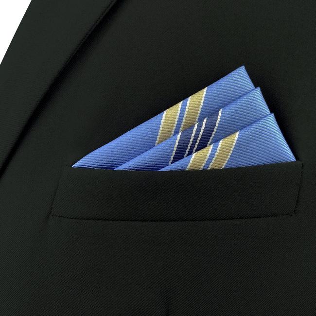 shlax & wing AH39 Steel Blue Striped Men Pocket Square Fashion Business Classic Wedding Handkerchief Grandes ahorros