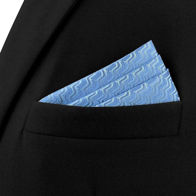 shlax & wing AH40 Steel Blue Ripple Men Hanky Accessories Fashion Party Groom Business Handkerchief Rebajas de fin de temporada