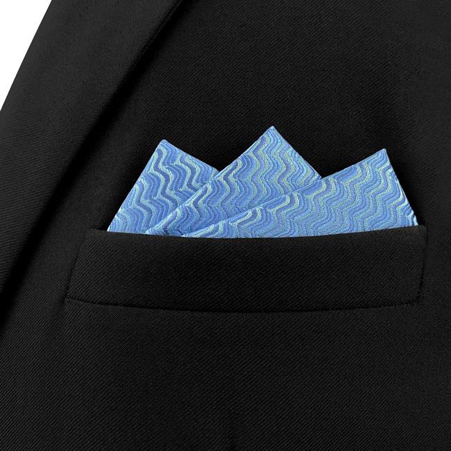 shlax & wing AH40 Steel Blue Ripple Men Hanky Accessories Fashion Party Groom Business Handkerchief Rebajas de fin de temporada