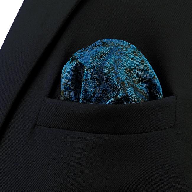 shlax & wing AH41 Dark Teal Pattern Mens Pocket Square Luxury Novelty Gift Accessories Party Handkerchief Precio ultrabajo