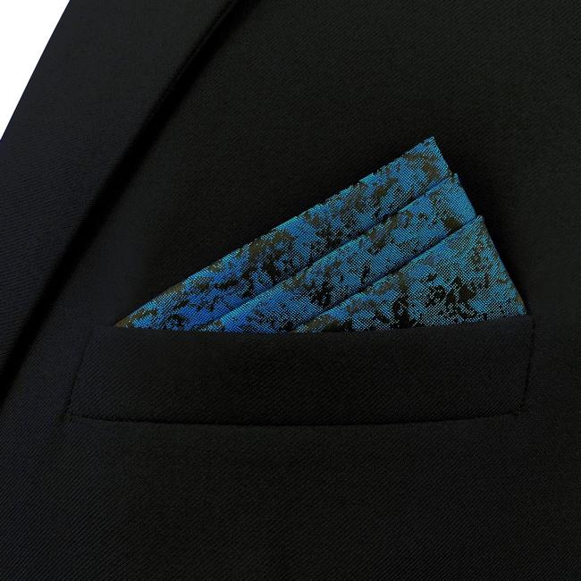 shlax & wing AH41 Dark Teal Pattern Mens Pocket Square Luxury Novelty Gift Accessories Party Handkerchief Precio ultrabajo
