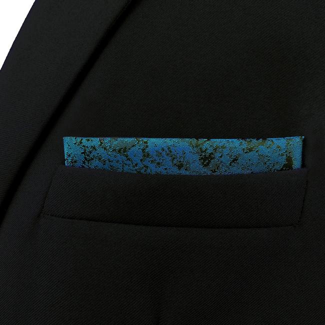 shlax & wing AH41 Dark Teal Pattern Mens Pocket Square Luxury Novelty Gift Accessories Party Handkerchief Precio ultrabajo