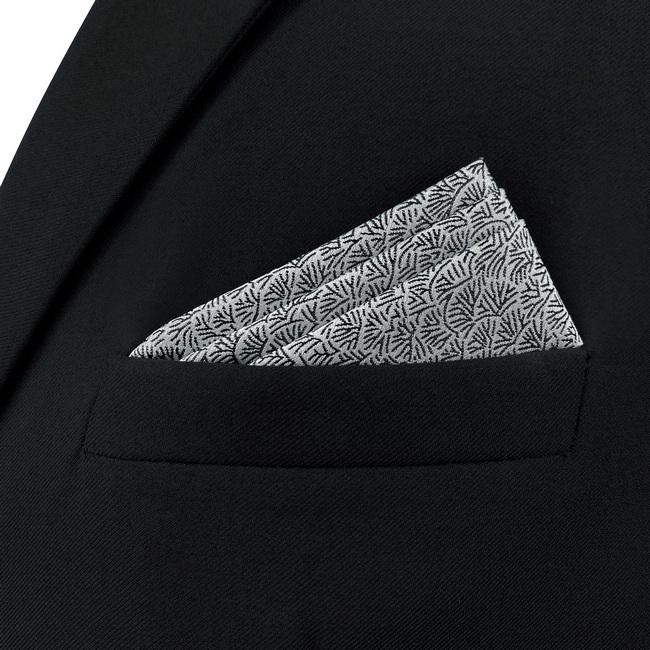 shlax & wing AH43 White Black Pattern Mens Pocket Square Fashion Dress Unique Accessory Handkerchief Devoluciones gratuitas