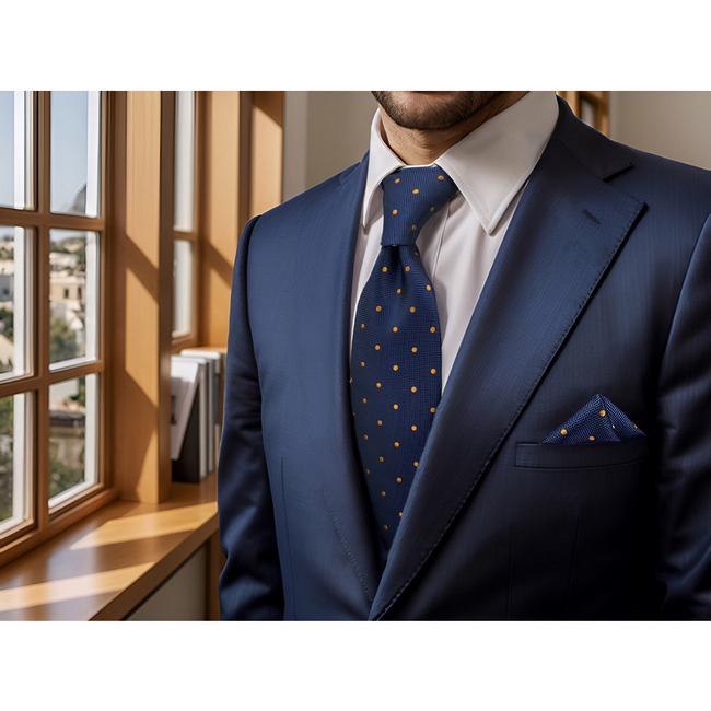 shlax & wing B54 Blue Polka Dots Mens Neckties Pocket Square Set Classic Fashion Business Extra Long Size Outlet