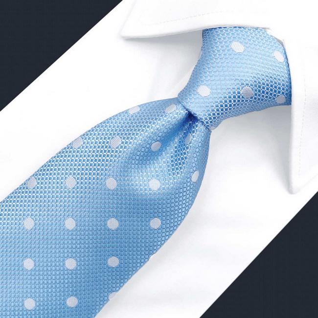 shlax & wing B55 Light Blue Polka Dots Mens Neckties Pocket Square Set Fashion Party 63″ Classic Skinny Necktie Outlet online