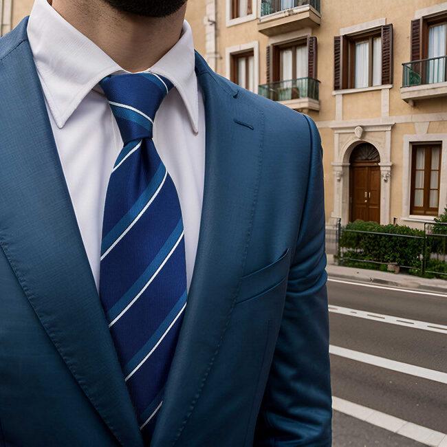 shlax & wing B59 Blue Striped Mens Neckties Pocket Square Set Fashion Party 63″ Classic Skinny Necktie Business En oferta