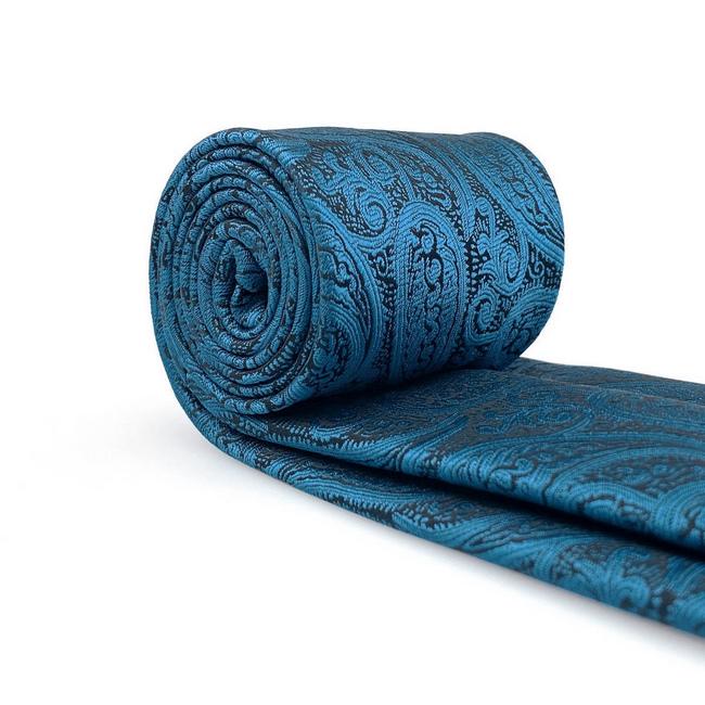 shlax & wing B62 Dark Teal Paisley Mens Neckties Pocket Square Set Fashion Party 63″ Classic Skinny Necktie Groom Rebajas de fábrica