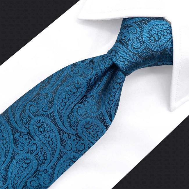 shlax & wing B62 Dark Teal Paisley Mens Neckties Pocket Square Set Fashion Party 63″ Classic Skinny Necktie Groom Rebajas de fábrica