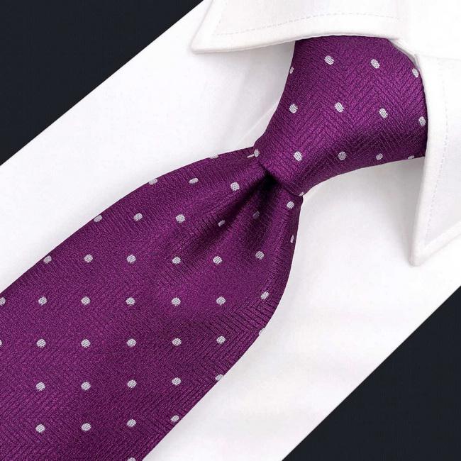 shlax & wing B63 Dark Magenta Purple Dots Mens Neckties Pocket Square Set Classic Fashion Wedding Extra Long Size Los más vendidos