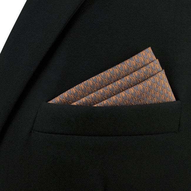 shlax & wing AH44 Mens Pocket Square Brown Gray Houndstooth Fashion Classic Party Gift Handkerchief Ventas relámpago