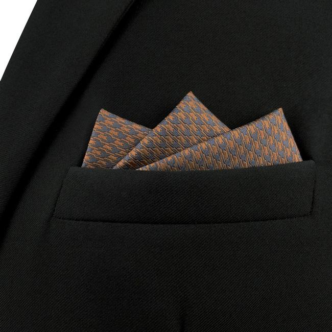 shlax & wing AH44 Mens Pocket Square Brown Gray Houndstooth Fashion Classic Party Gift Handkerchief Ventas relámpago