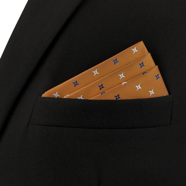 shlax & wing AH46 Orange Floral Mens Pocket Square Wedding Classic Handkerchief Gift Business Fashion Descuento