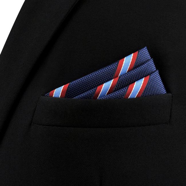 shlax & wing AH49 Blue Striped Mens Pocket Square Fashion Gift Business Handkerchief Liquidación