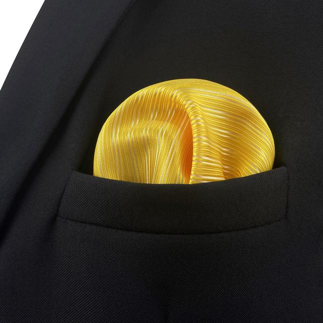 shlax & wing AH50 Wedding Gold Solid Mens Pocket Square Wedding Fashion Classic Handkerchief Mejor oferta