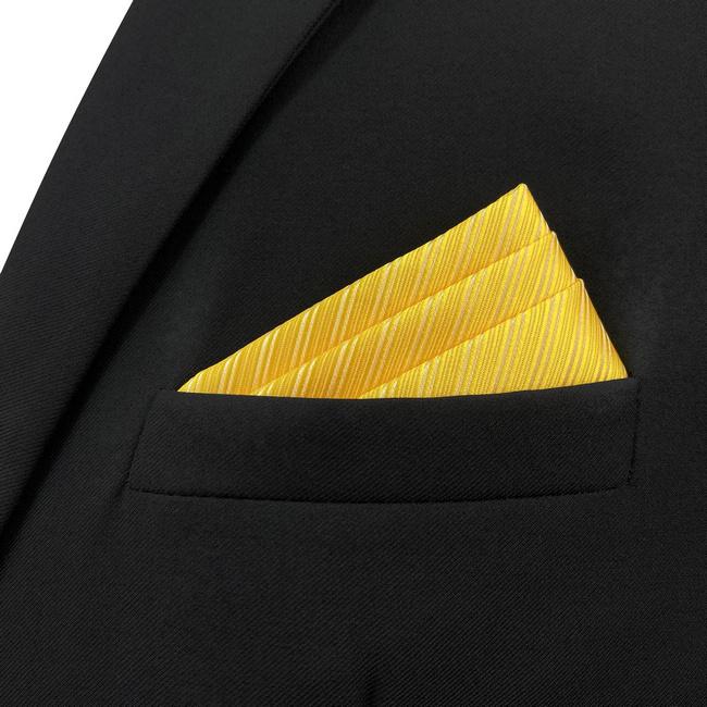 shlax & wing AH50 Wedding Gold Solid Mens Pocket Square Wedding Fashion Classic Handkerchief Mejor oferta