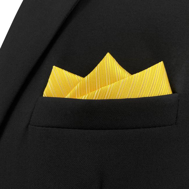 shlax & wing AH50 Wedding Gold Solid Mens Pocket Square Wedding Fashion Classic Handkerchief Mejor oferta