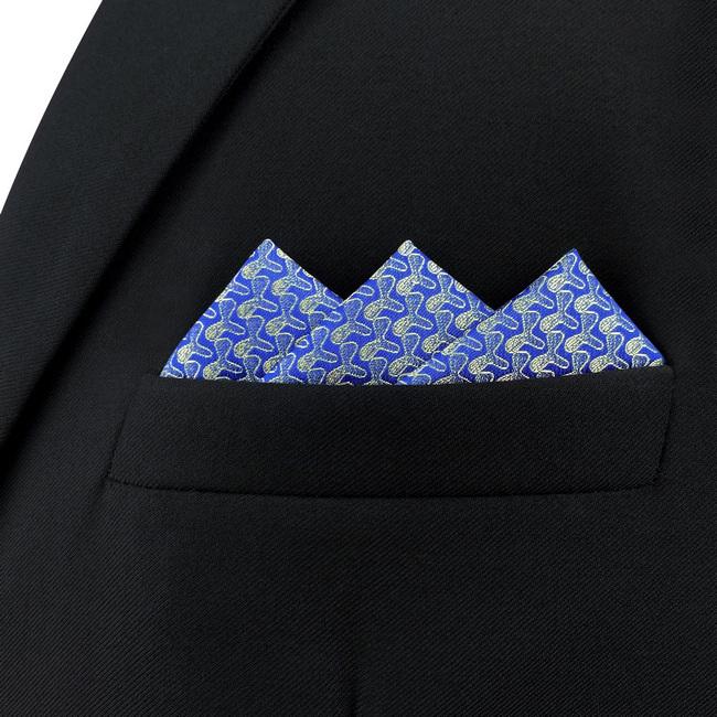 shlax & wing AH51 Blue Gold Pattern Mens Pocket Square Fashion Business Brand New Handkerchief Rebajas online