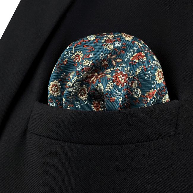 shlax & wing AH52 Seaweed Green Floral Mens Pocket Square Classic Dress Party Fashion Handkerchief Rebajas top