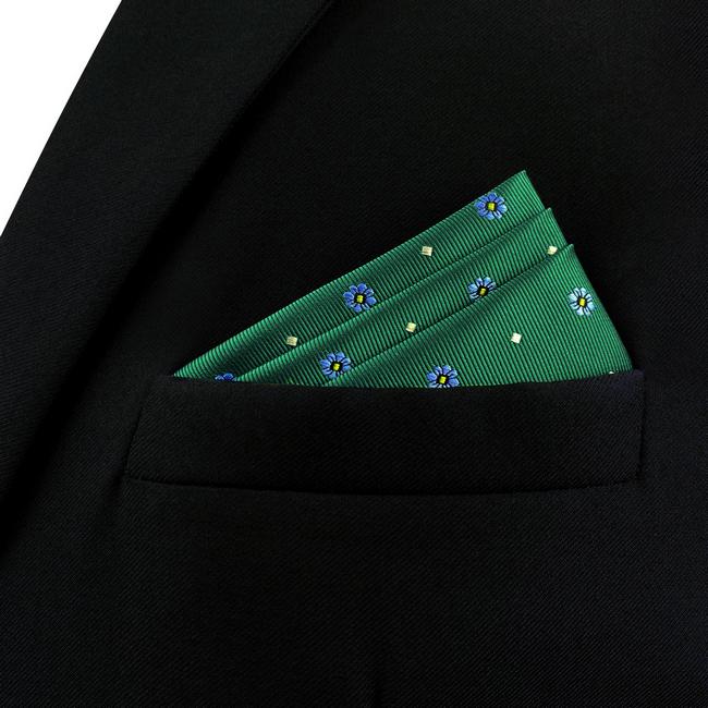 shlax & wing AH56 Green Floral Mens Pocket Square Wedding Fashion Acceossories Gift Handkerchief Últimos 3 días
