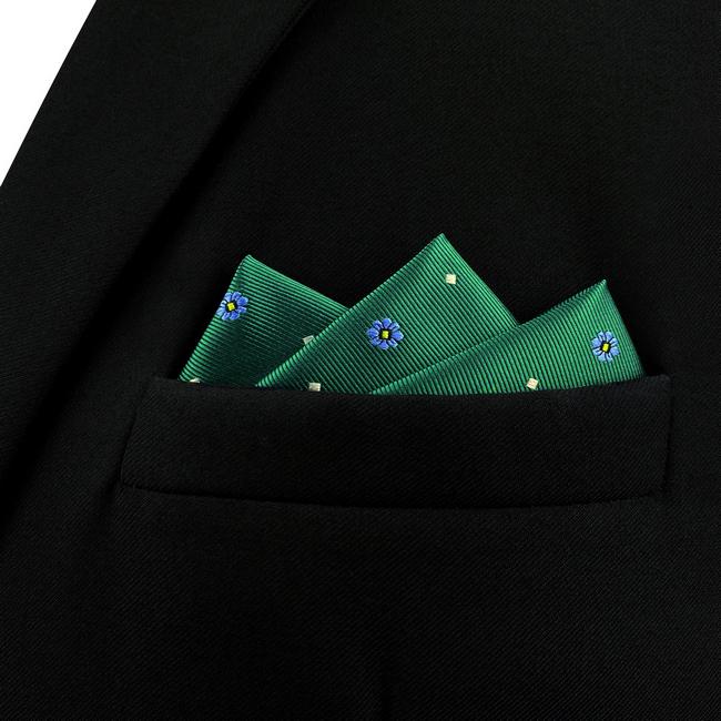 shlax & wing AH56 Green Floral Mens Pocket Square Wedding Fashion Acceossories Gift Handkerchief Últimos 3 días