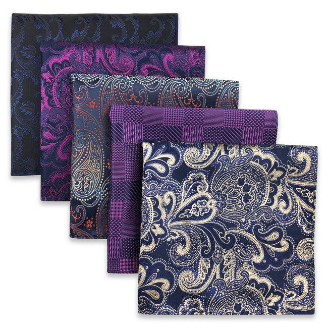 shlax & wing 5 Pieces Assorted Fashion Mens Pocket Square Classic Handkerchiefs Set 2-61 ÚLTIMAS EDICIONES