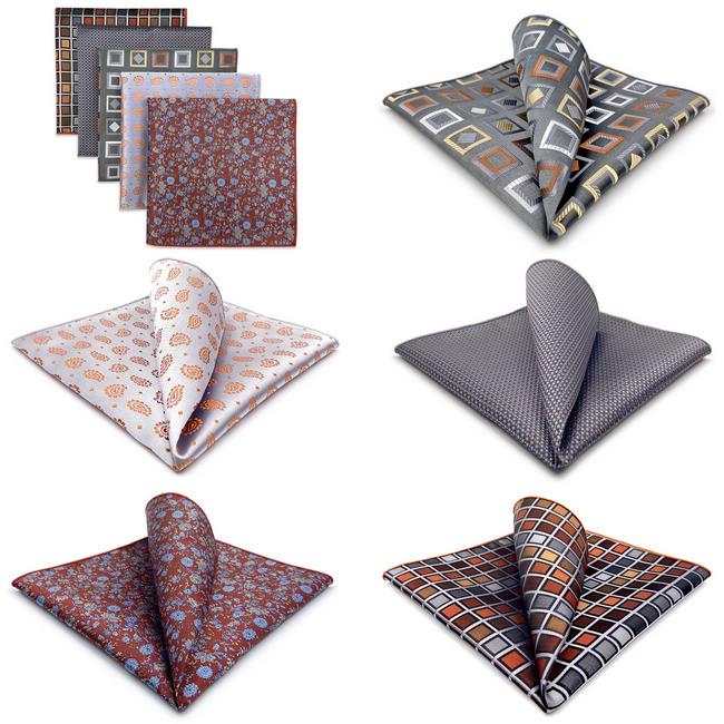shlax & wing 5 Pieces Mens Pocket Square Assorted Fashion Gift Classic Handkerchiefs Set 2-102 Solo hoy