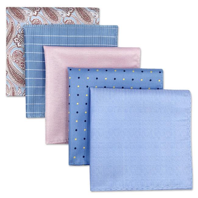 shlax & wing 5 Pieces Assorted Fashion Mens Pocket Square Classic Handkerchiefs Set 2-35 Promoción trimestral