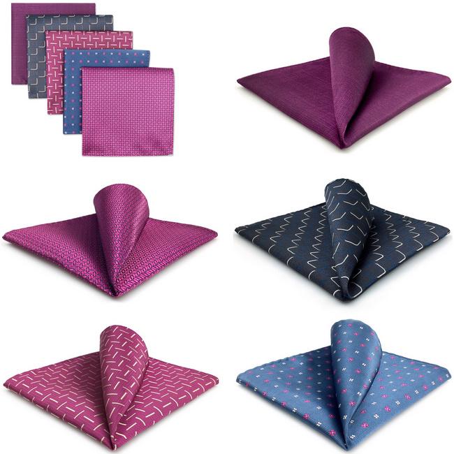 shlax & wing 5 Pieces Assorted Fashion Mens Pocket Square Classic Handkerchiefs Set 2-39 Superdescuento