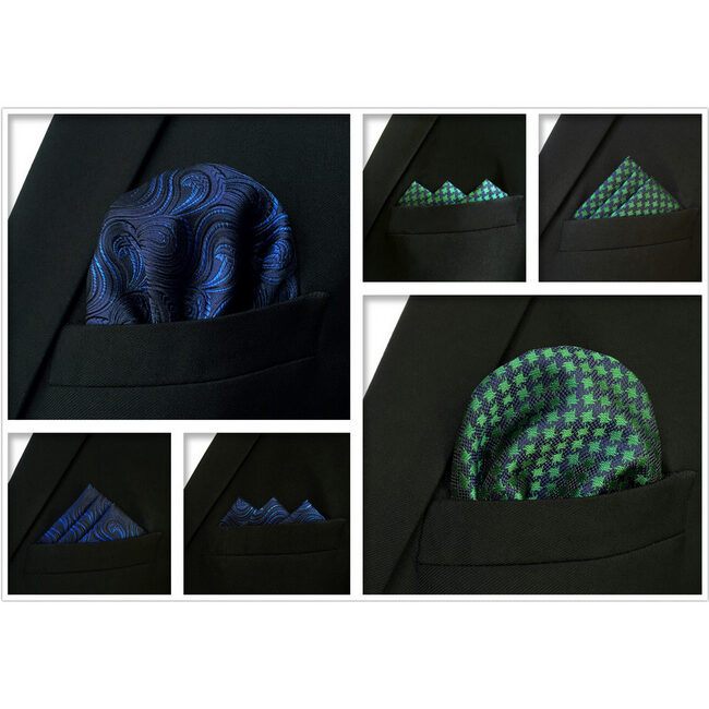 shlax & wing 5 Pieces Assorted Fashion Mens Pocket Square Classic Handkerchiefs Set 2-40 Grandes descuentos