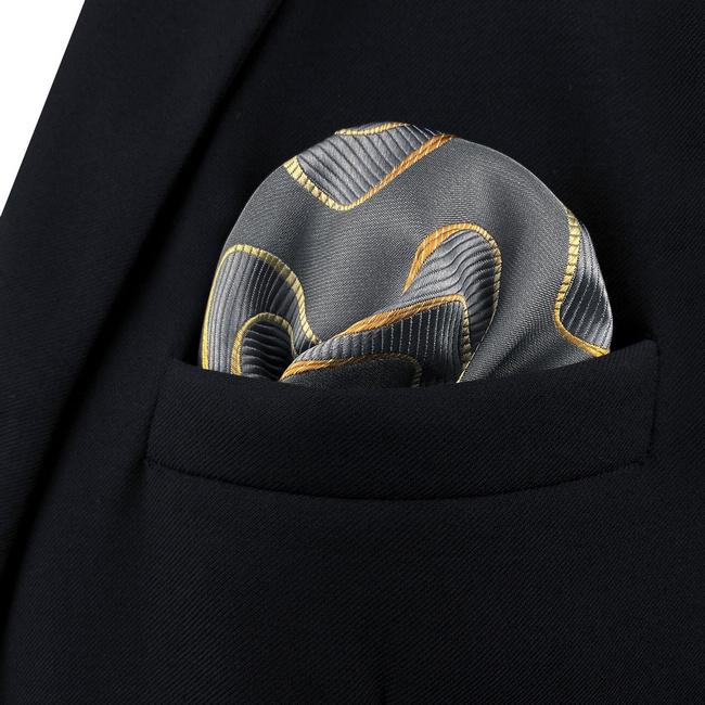 shlax & wing AH61 Grey Ripple Mens Pocket Square Gift Fashion Accessories Gift Handkerchief Limitado a 3 días