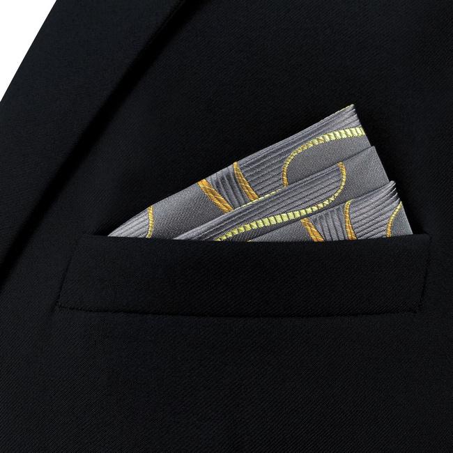 shlax & wing AH61 Grey Ripple Mens Pocket Square Gift Fashion Accessories Gift Handkerchief Limitado a 3 días
