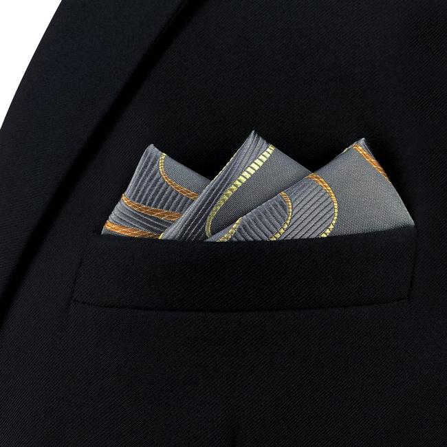 shlax & wing AH61 Grey Ripple Mens Pocket Square Gift Fashion Accessories Gift Handkerchief Limitado a 3 días