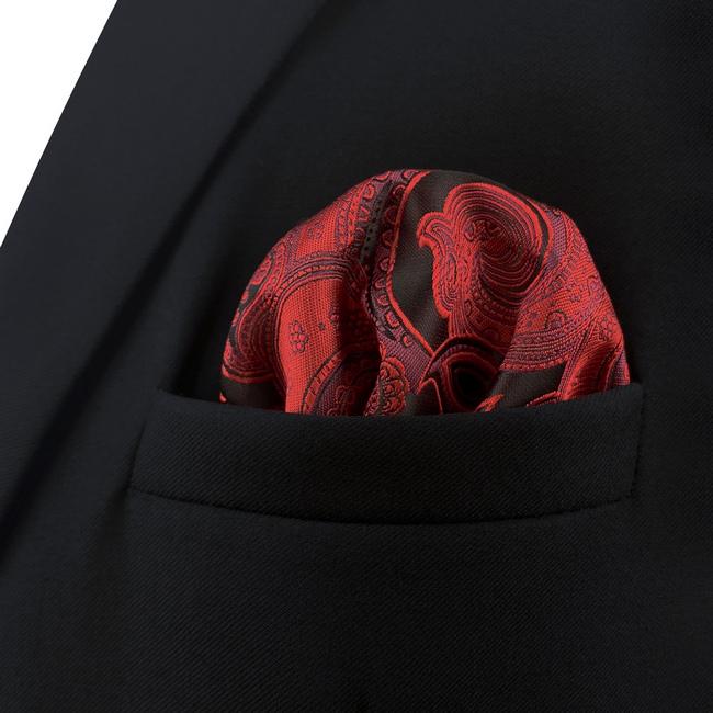 shlax & wing AH62 Red Paisley Mens Pocket Square Wedding Fashion Groom Party Handkerchief Ahorra y exporta