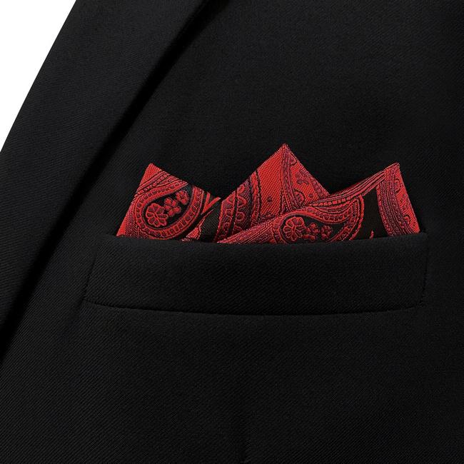 shlax & wing AH62 Red Paisley Mens Pocket Square Wedding Fashion Groom Party Handkerchief Ahorra y exporta