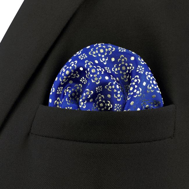 shlax & wing AH63 Royal Blue Floral Mens Pocket Square Party Classic Fashion Business Handkerchief Precios de Black Friday