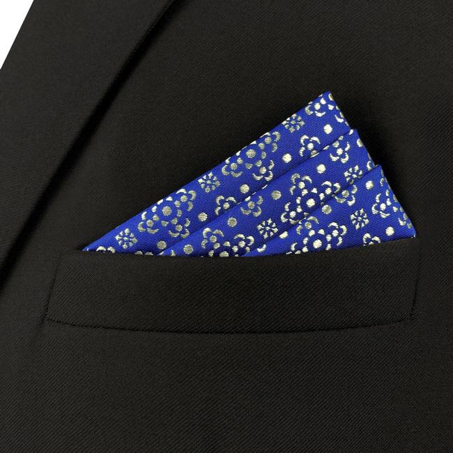 shlax & wing AH63 Royal Blue Floral Mens Pocket Square Party Classic Fashion Business Handkerchief Precios de Black Friday
