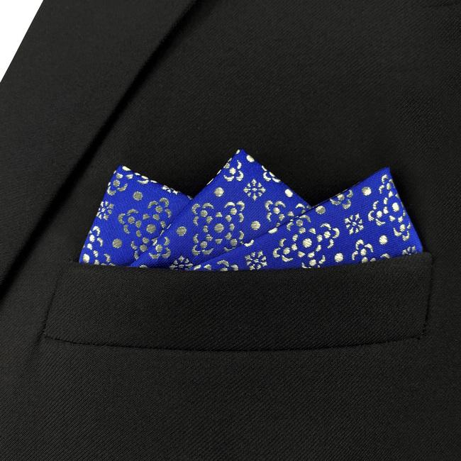 shlax & wing AH63 Royal Blue Floral Mens Pocket Square Party Classic Fashion Business Handkerchief Precios de Black Friday
