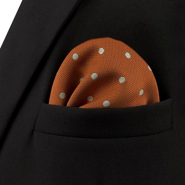 shlax & wing AH64 Orange Dots Mens Pocket Square Fashion Classic Wedding Party Gift Handkerchief En oferta