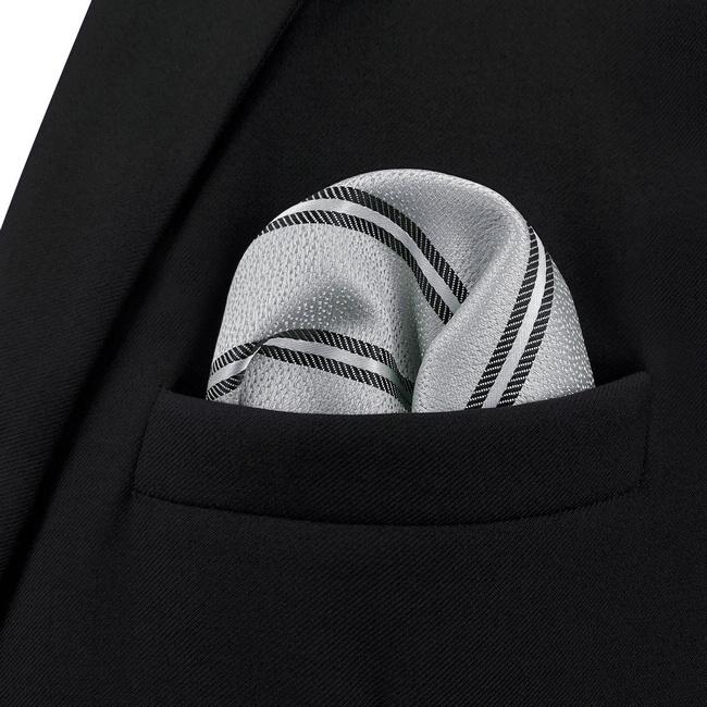 shlax & wing AH65 White Striped Mens Pocket Square Fashion Gift Business Dress Handkerchief Libre de impuestos