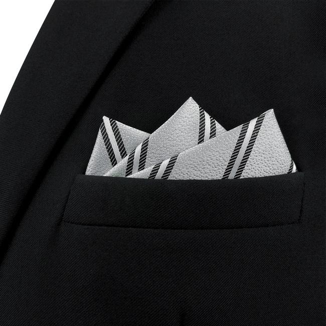 shlax & wing AH65 White Striped Mens Pocket Square Fashion Gift Business Dress Handkerchief Libre de impuestos