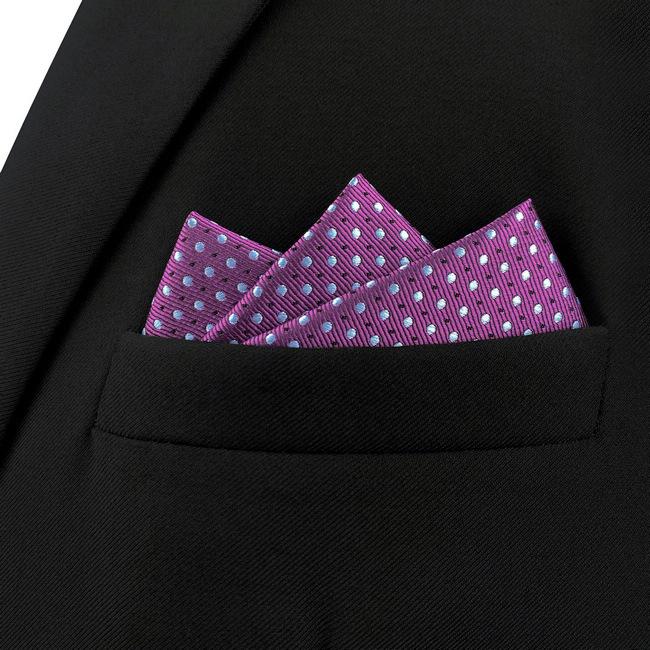 shlax & wing AH66 Purple Dots Mens Pocket Square Fashion Wedding Acceossories Classic Party Handkerchief Descuentos del mes