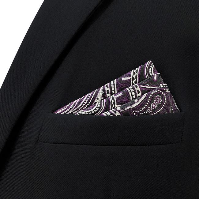 shlax & wing AH72 Dark Purple Paisley Mens Handkerchief Fashion Classic Wedding Party Gift Handkerchief Descuento por venta flash