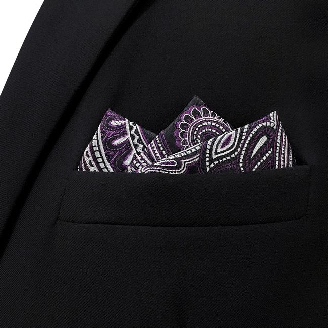shlax & wing AH72 Dark Purple Paisley Mens Handkerchief Fashion Classic Wedding Party Gift Handkerchief Descuento por venta flash