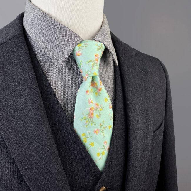 shlax & wing Green Floral Men’s Skinny Necktie Cotton 6cm Gift Wedding Party Casual Gravatas Grandes ahorros