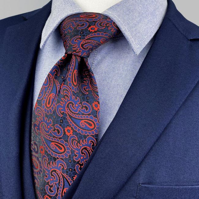 shlax & wing J15 Mens Neckties Navy Blue Red Paisley Wedding Party Fashion 63″ Ties for Male Classic Novelty Precio ultrabajo