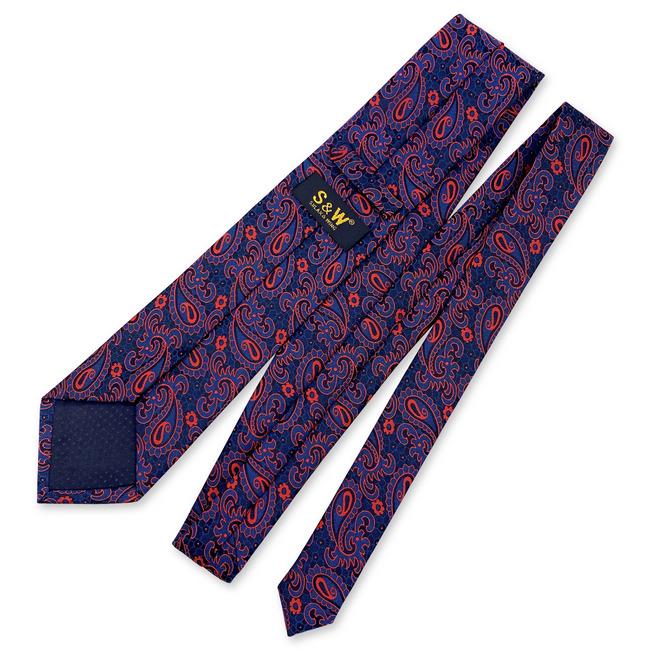 shlax & wing J15 Mens Neckties Navy Blue Red Paisley Wedding Party Fashion 63″ Ties for Male Classic Novelty Precio ultrabajo