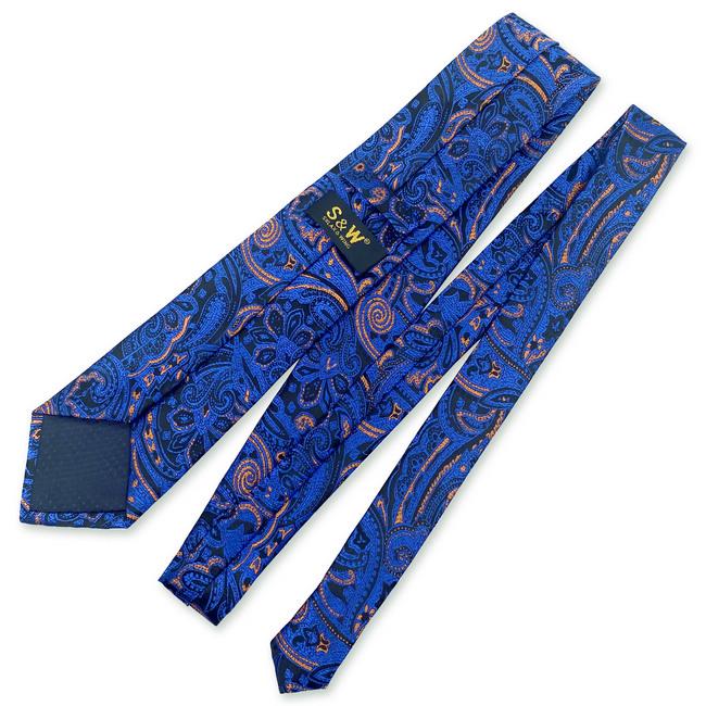 shlax & wing J9 Blue Paisley Mens Neckties Wedding Fashion Extra Long Size Party Business Classic Ties for Male Hanky Set Cufflinks Outlet