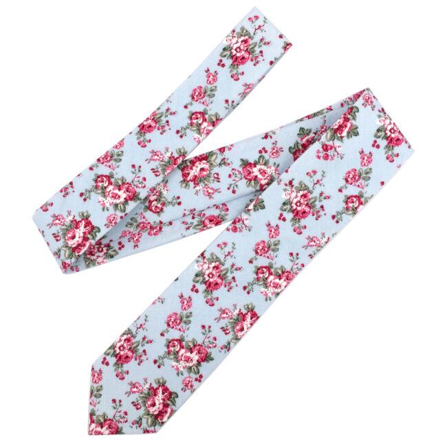 shlax & wing Men’s Neckties Handmade Cotton 6cm Skinny Blue Floral Gift Wedding Party Casual Gravatas Outlet online